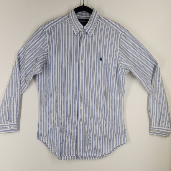 Men's Blue and White Striped Shirt #G12 - Picture 15 of 15